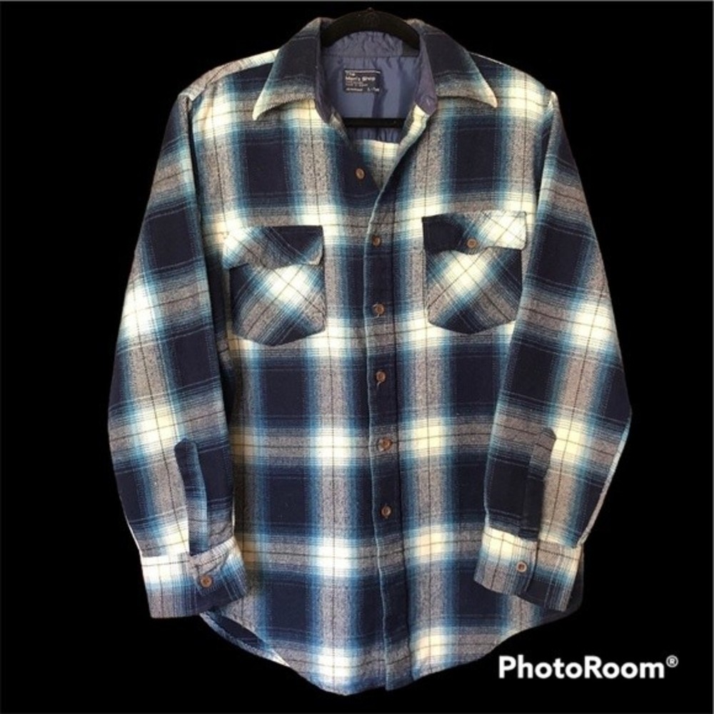 Vintage 70’s/80’s Blue Plaid Flannel Shirt, JCPenney The Men’s Shop